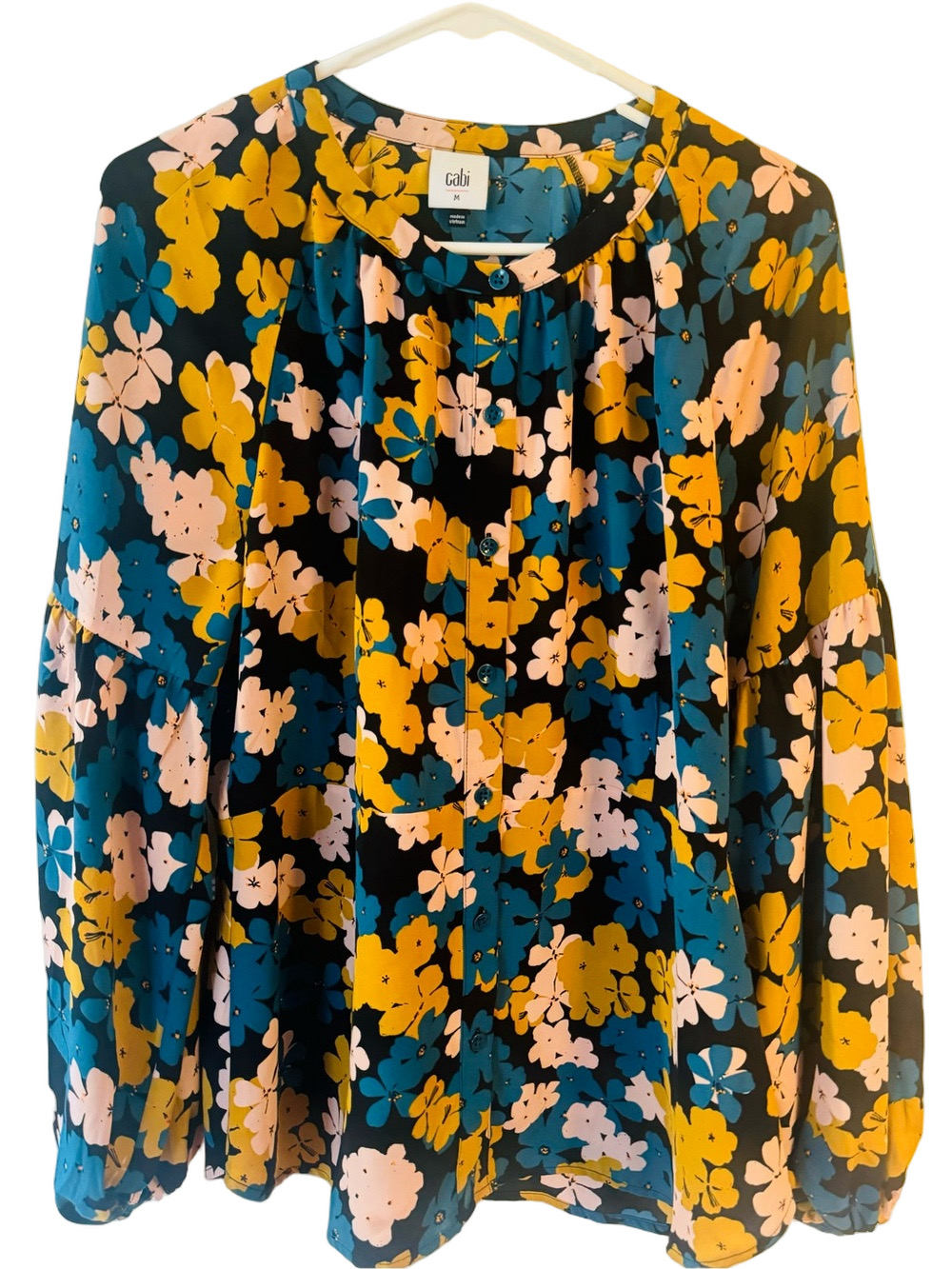 CAbi Women's Favorite Floral Blouse Top Multi Color Boho Size Medium